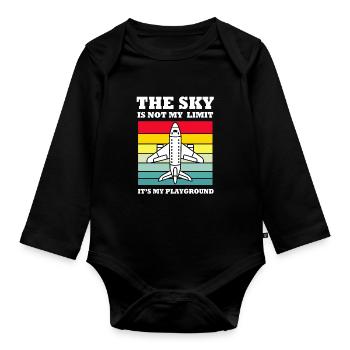 Pilot Airplane - Organic Longsleeve Baby Bodysuit - black - Front