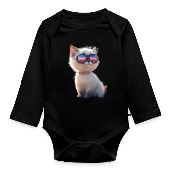 Ragdoll Katze Ragdollkatze Cat Süße Ragdoll Katzen - Baby Bio-Langarm-Body - Schwarz - Vorne