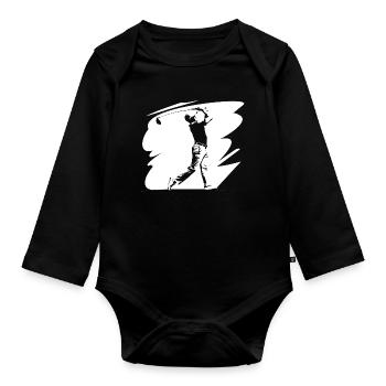 Golfer Skizze - Baby Bio-Langarm-Body - Schwarz - Vorne