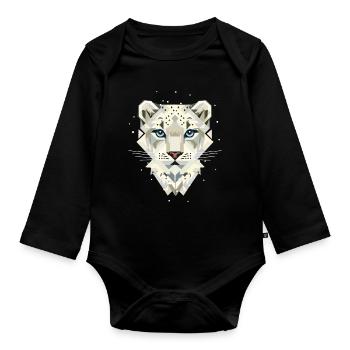 Snow Leopard – Strong Elegance in the Wild - Organic Longsleeve Baby Bodysuit - black - Front