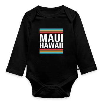 Maui Hawaï Hawaïen - Body Bébé bio manches longues - noir - Devant