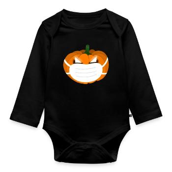 Halloween Kürbis Maske Geschenk - Baby Bio-Langarm-Body - Schwarz - Vorne