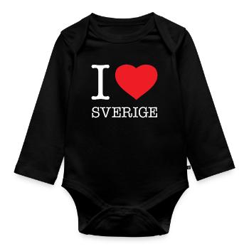 I LOVE SVERIGE Sweden Schweden - Organic Longsleeve Baby Bodysuit - black - Front