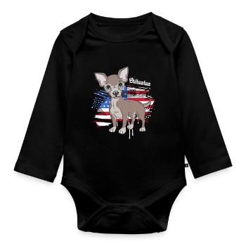 Chihuahua - Body Bébé bio manches longues - noir - Devant