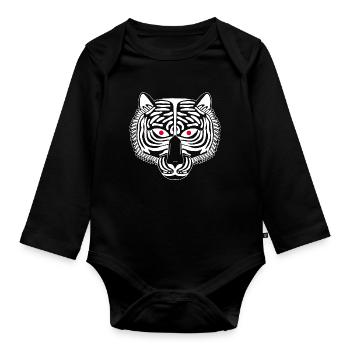 White Tiger - Organic Longsleeve Baby Bodysuit - black - Front