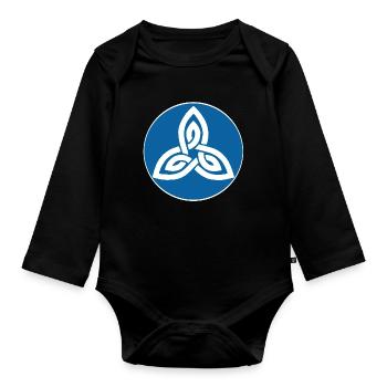 Fleur celte bleu - Body Bébé bio manches longues - noir - Devant