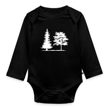 Tree, Spruce, Forest, Camping, Nature, Mixed Forest, Pine - Organic Longsleeve Baby Bodysuit - black - Front