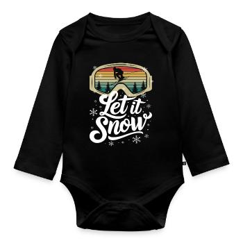 Let It Snow Ski Winterlandschaft Schneelandschaft - Baby Bio-Langarm-Body - Schwarz - Vorne