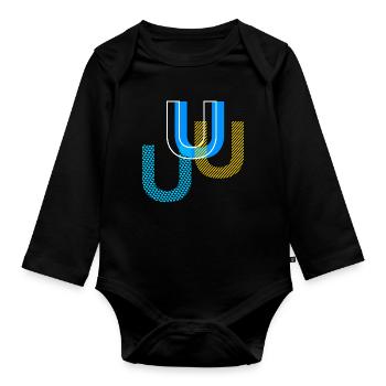 U Buchstabe - Baby Bio-Langarm-Body - Schwarz - Vorne