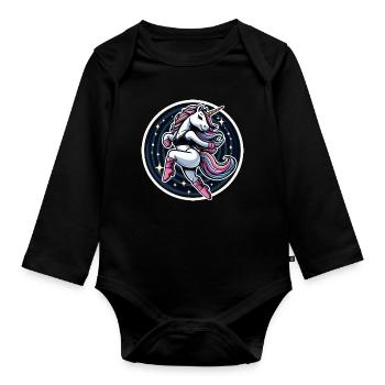 Einhorn Tanz - Baby Bio-Langarm-Body - Schwarz - Vorne