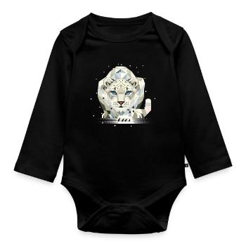 Snow Leopard – Strong Elegance in the Wild - Organic Longsleeve Baby Bodysuit - black - Front