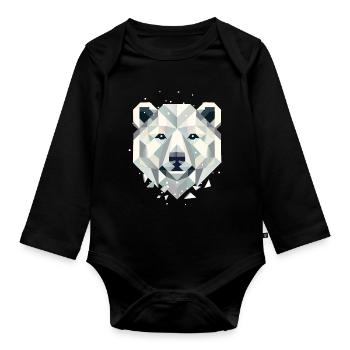 Abstract Polar Bear–Powerful Elegance of the North - Organic Longsleeve Baby Bodysuit - black - Front