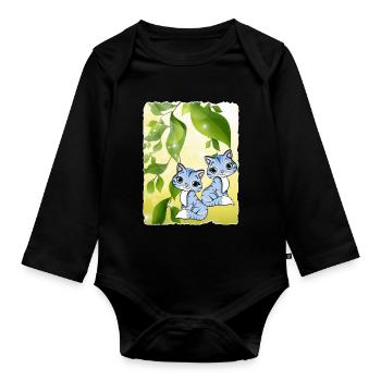 Katzenbeeren - Baby Bio-Langarm-Body - Schwarz - Vorne