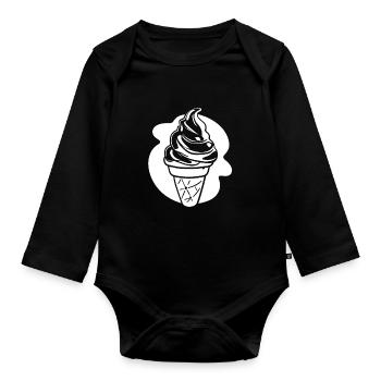 Dessin de crème glacée - Body Bébé bio manches longues - noir - Devant