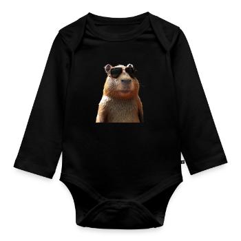 Capybara Be Capy Wasserschwein Lustiges Capybara - Baby Bio-Langarm-Body - Schwarz - Vorne