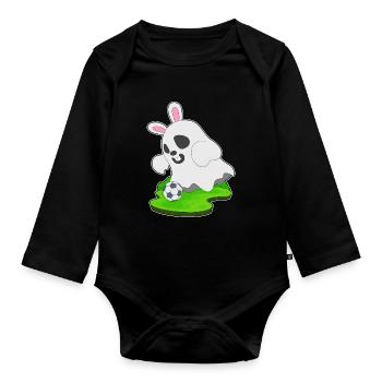 Geist Halloween Fußball - Baby Bio-Langarm-Body - Schwarz - Vorne