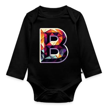 Lettre B Polygone Coloré - Body Bébé bio manches longues - noir - Devant