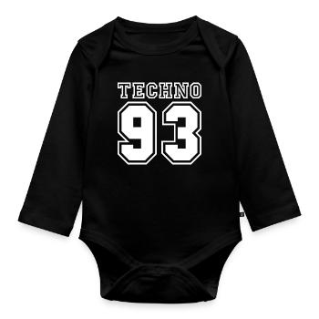 TECHNO 93 - Organic Longsleeve Baby Bodysuit - black - Front