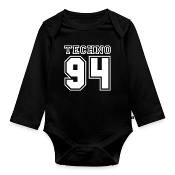 TECHNO 94 - Organic Longsleeve Baby Bodysuit - black - Front