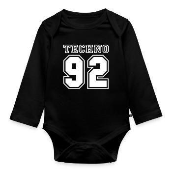 TECHNO 92 - Body Bébé bio manches longues - noir - Devant