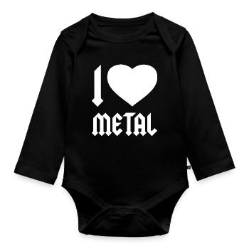 I LOVE HEAVY METAL - Organic Longsleeve Baby Bodysuit - black - Front