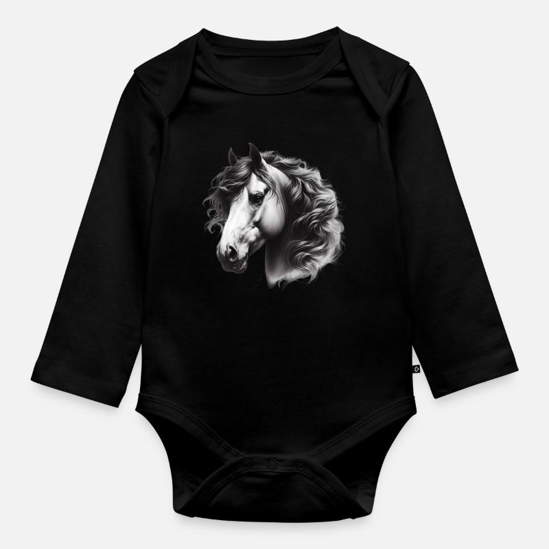 Cheval - Body Bébé bio manches longues - noir