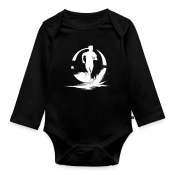 Marathon Boy Drawing - Organic Longsleeve Baby Bodysuit - black - Front