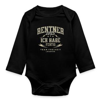Rentner 2025 Ich Habe Fertig - Baby Bio-Langarm-Body - Schwarz - Vorne