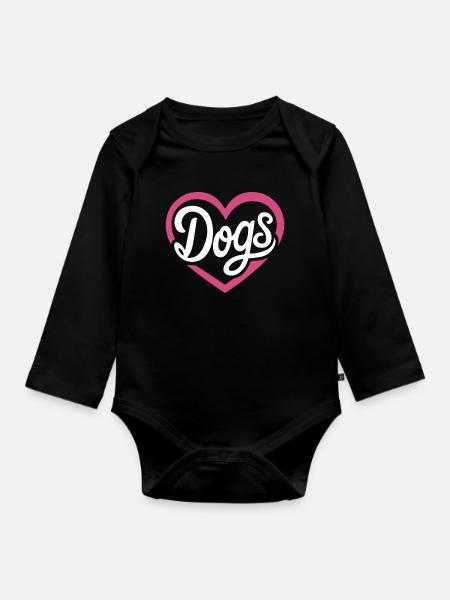 Love Dogs - Organic Longsleeve Baby Bodysuit - black