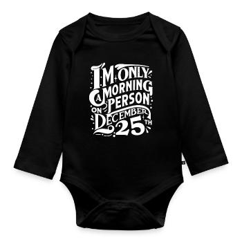 25 décembre blanc - Body Bébé bio manches longues - noir - Devant