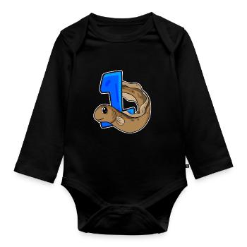 Numéro 1 Numéro Un - Motif Anguille Poissons - Body Bébé bio manches longues - noir - Devant