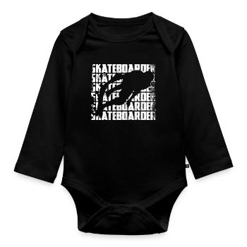 Lustiger Skateboarder - Baby Bio-Langarm-Body - Schwarz - Vorne