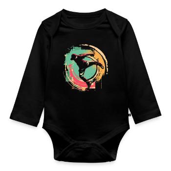 Oldschool B-Boy - Organic Longsleeve Baby Bodysuit - black - Front