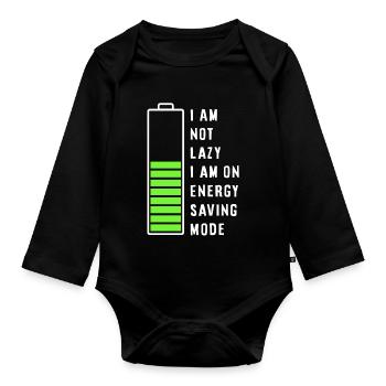 I am not lazy - Baby Bio-Langarm-Body - Schwarz - Vorne