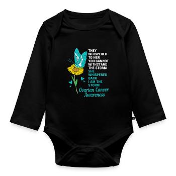 Ovarian Cancer Cancer Survivor Cancer - Organic Longsleeve Baby Bodysuit - black - Front