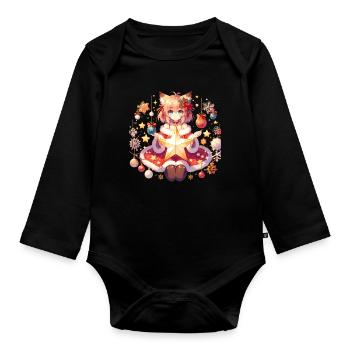 Tenue de Noël japonaise pour les fans de manga et d’anime - Body Bébé bio manches longues - noir - Devant