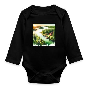 Summer Forest Rovaniemi Scandinavia Finland Nature - Organic Longsleeve Baby Bodysuit - black - Front