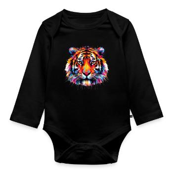 Tiger - Organic Longsleeve Baby Bodysuit - black - Front