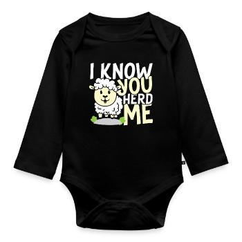 I know you herd me sheep - Baby Bio-Langarm-Body - Schwarz - Vorne