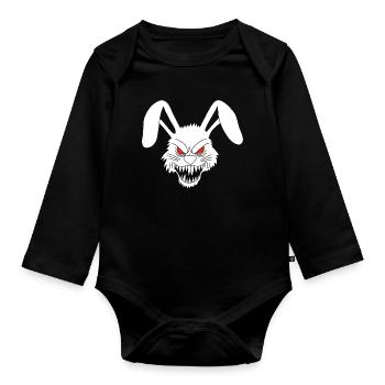 Lapin blanc démoniaque - Body Bébé bio manches longues - noir - Devant