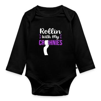 Morbus Crohn - Baby Bio-Langarm-Body - Schwarz - Vorne