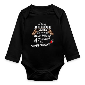 Super Coast Cousin Family Pride - Organic Longsleeve Baby Bodysuit - black - Front