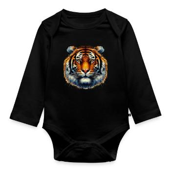 Tiger - Organic Longsleeve Baby Bodysuit - black - Front