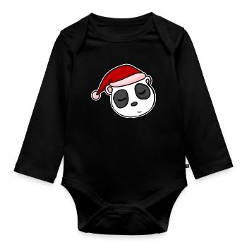 Panda Christmas Christmas Advent - Organic Longsleeve Baby Bodysuit - black - Front