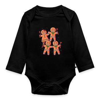 bonhomme en pain d’épice Coeur en pain d’épice Snacking en pain d’épice - Body Bébé bio manches longues - noir - Devant