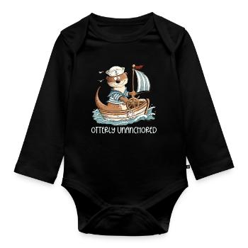 Otter Boot Segeln Segelboot - Baby Bio-Langarm-Body - Schwarz - Vorne