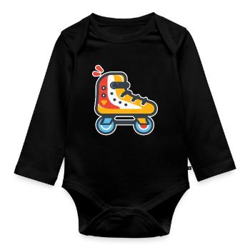 Rollschuhe Cartoon Look - Baby Bio-Langarm-Body - Schwarz - Vorne