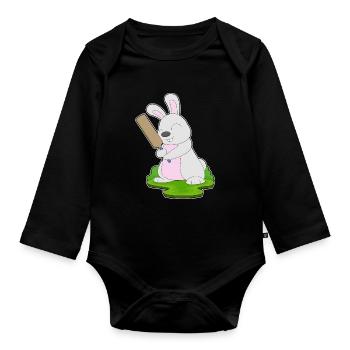Battes de cricket Bunny Cricket - Body Bébé bio manches longues - noir - Devant
