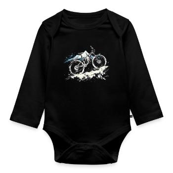 Mountainbiking Illustration - Baby Bio-Langarm-Body - Schwarz - Vorne