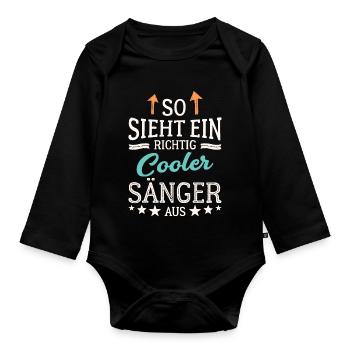 So sieht ein richtig cooler Sänger aus - Baby Bio-Langarm-Body - Schwarz - Vorne